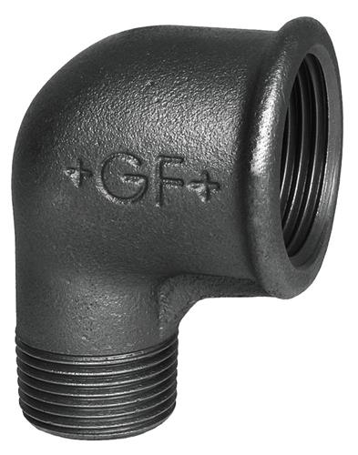 Vinkel 3/4-1/2'' 90gr muf/nip sort