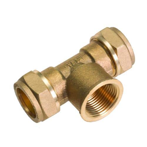 Kompressions tee m/muffe 15mm-1/2-15mm