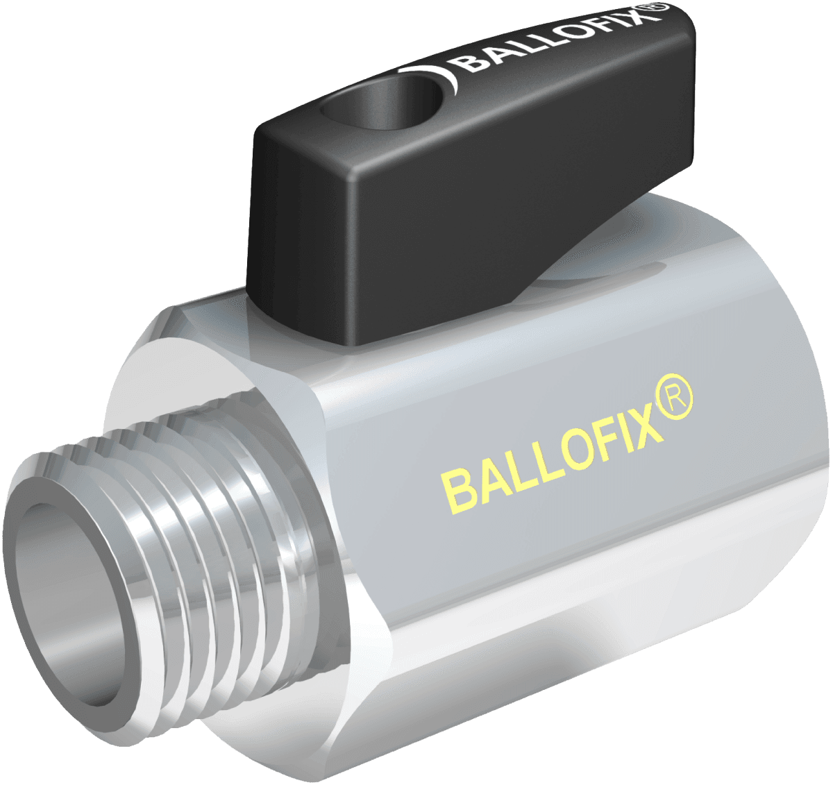 Ballofix med håndtag muffe/nippel krom 1/2 X 3/8