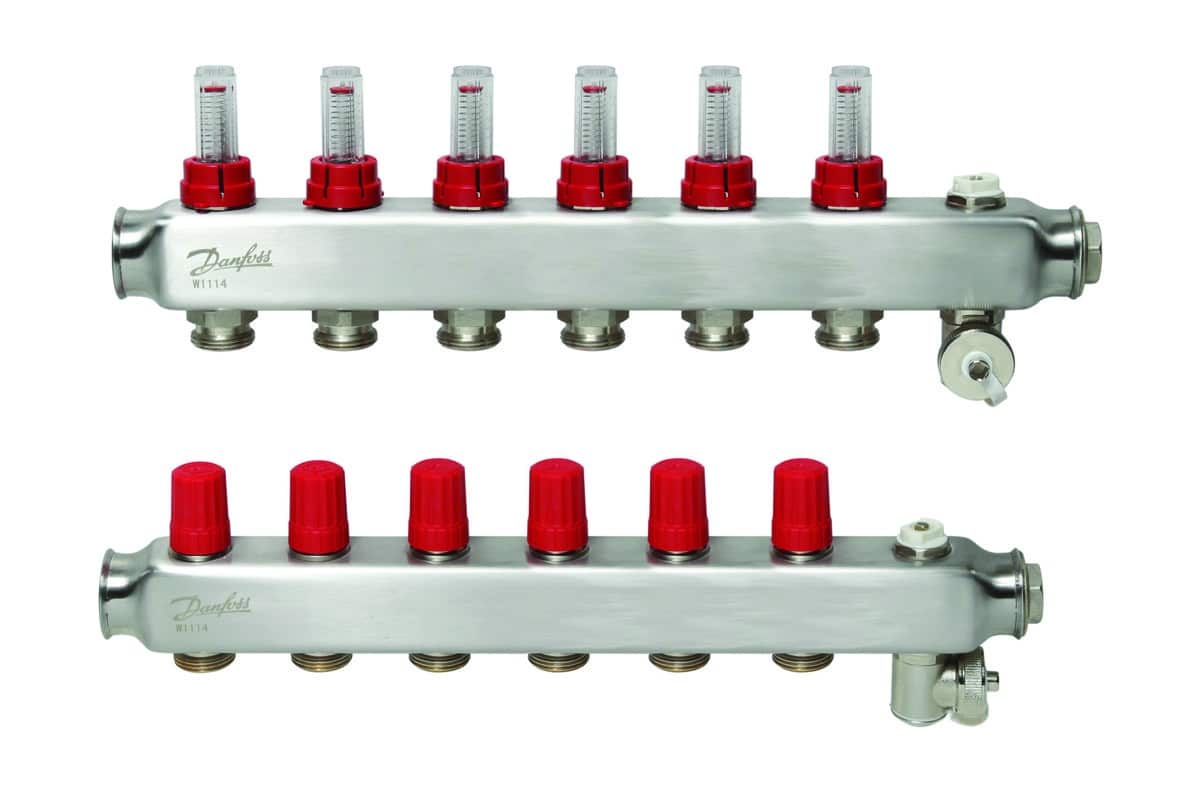 Danfoss gulvvarmemanifold 6+6 SSM med flowmeter