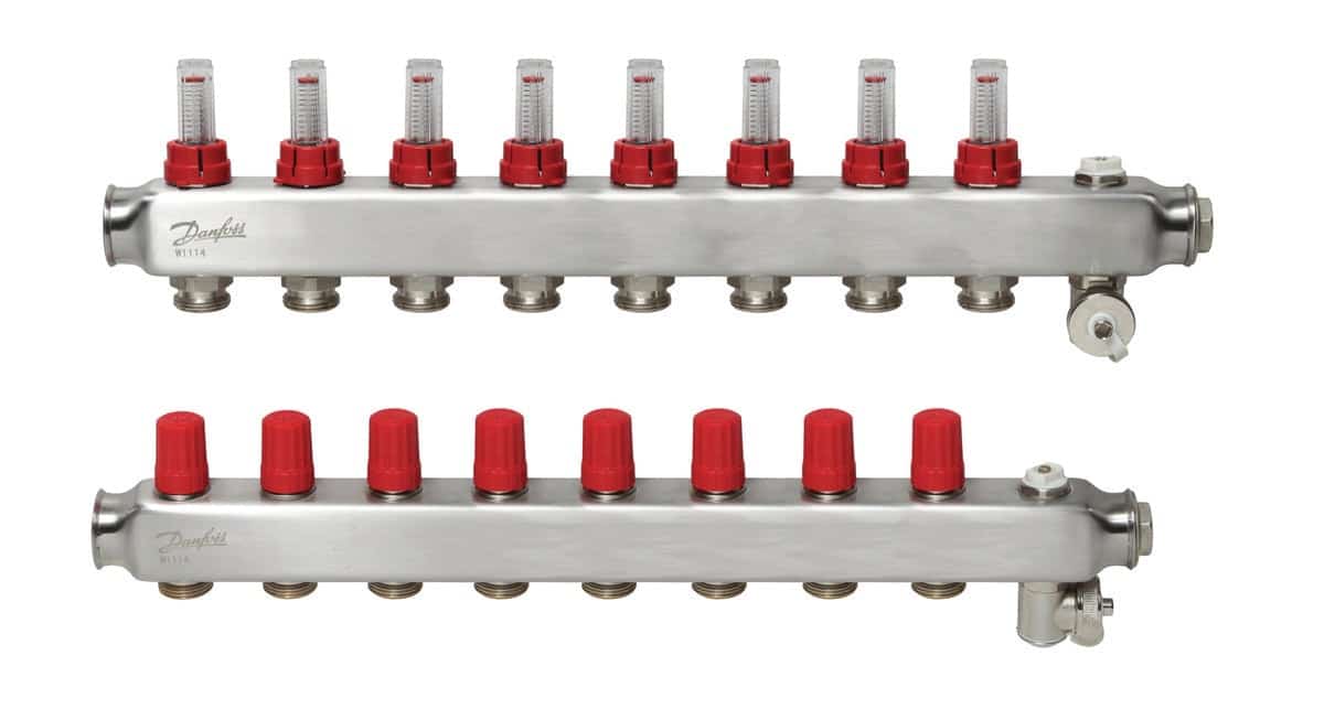 Danfoss gulvvarmemanifold 8+8 SSM med flowmeter