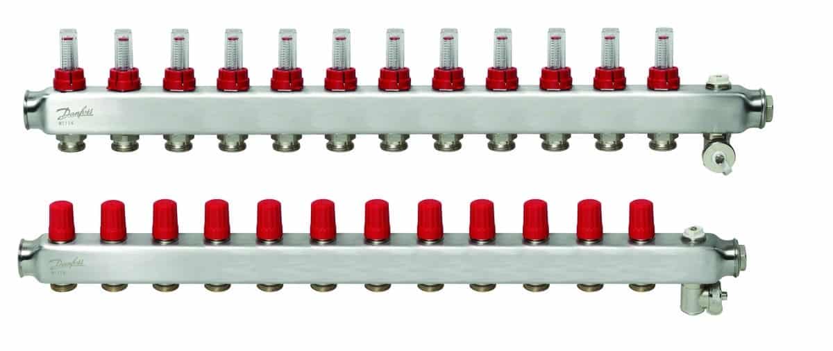 Danfoss gulvvarmemanifold 12+12 SSM med flowmeter