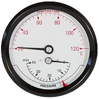 Hydrotermometer 1/2xø80 0-40mvs/20-120°c