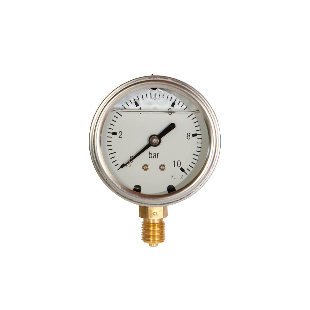 Manometer 1/2xø100 0-2,5 bar, nedadrettet studs med glycerin
