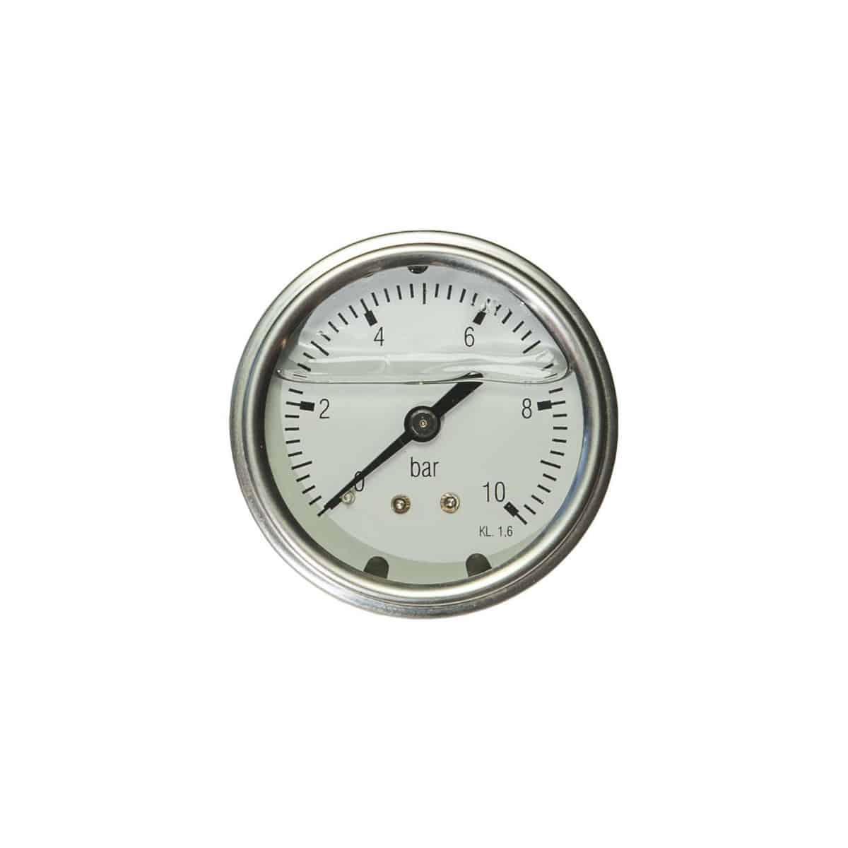 Manometer 18" x ø40 0-10 bar bagudrettet studs med glycerin