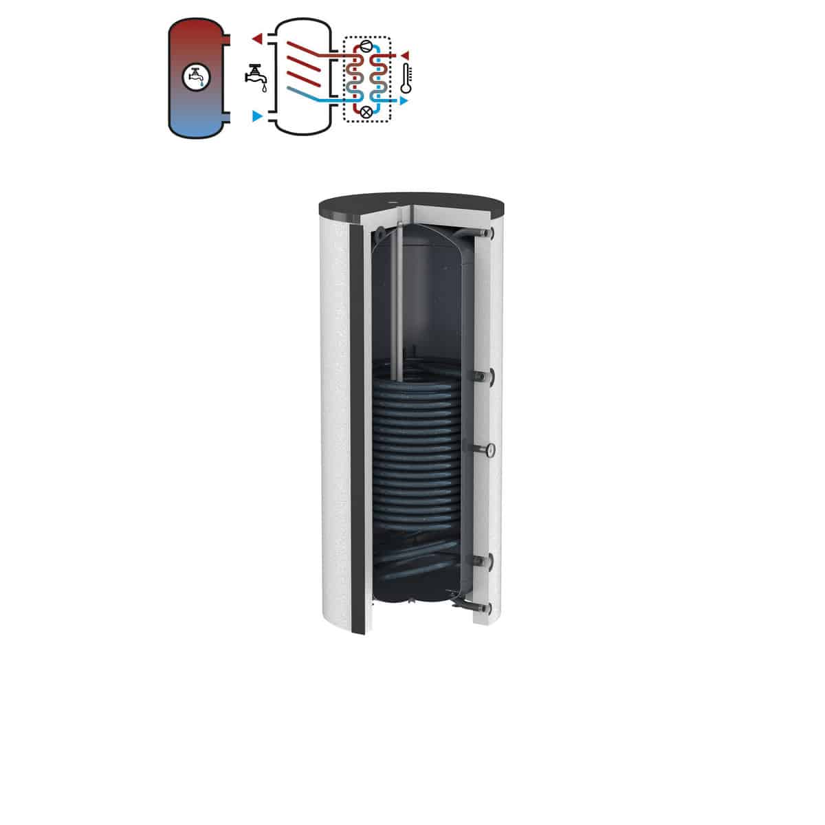 Flamco DUO HLS 750L varmtvandsbeholder med isolering hvid - Flamco Flexcon - Flamco DUO HLS 750L varmtvandsbeholder med isolering hvid - Billede 2