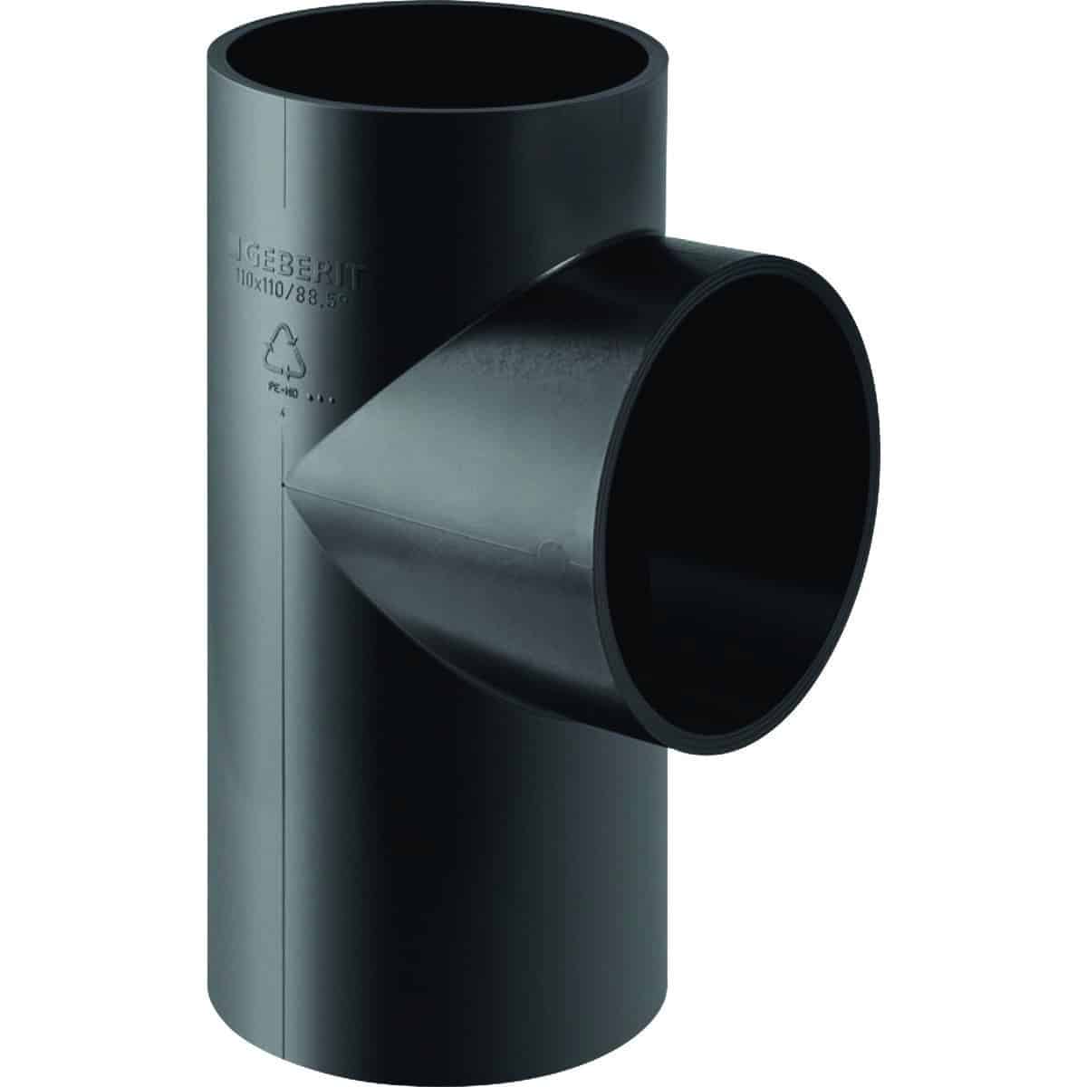 PEH grenrør 88,5° Geberit, 125/63 mm, sort
