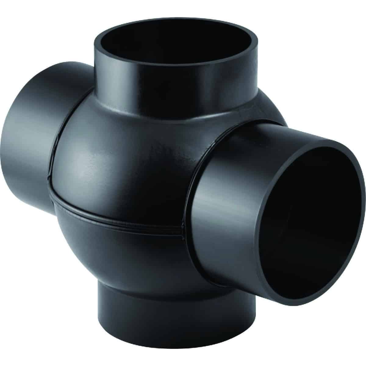PEH grenrør 88,5/180° Geberit, 90/90/90 mm, 2-grene, sort