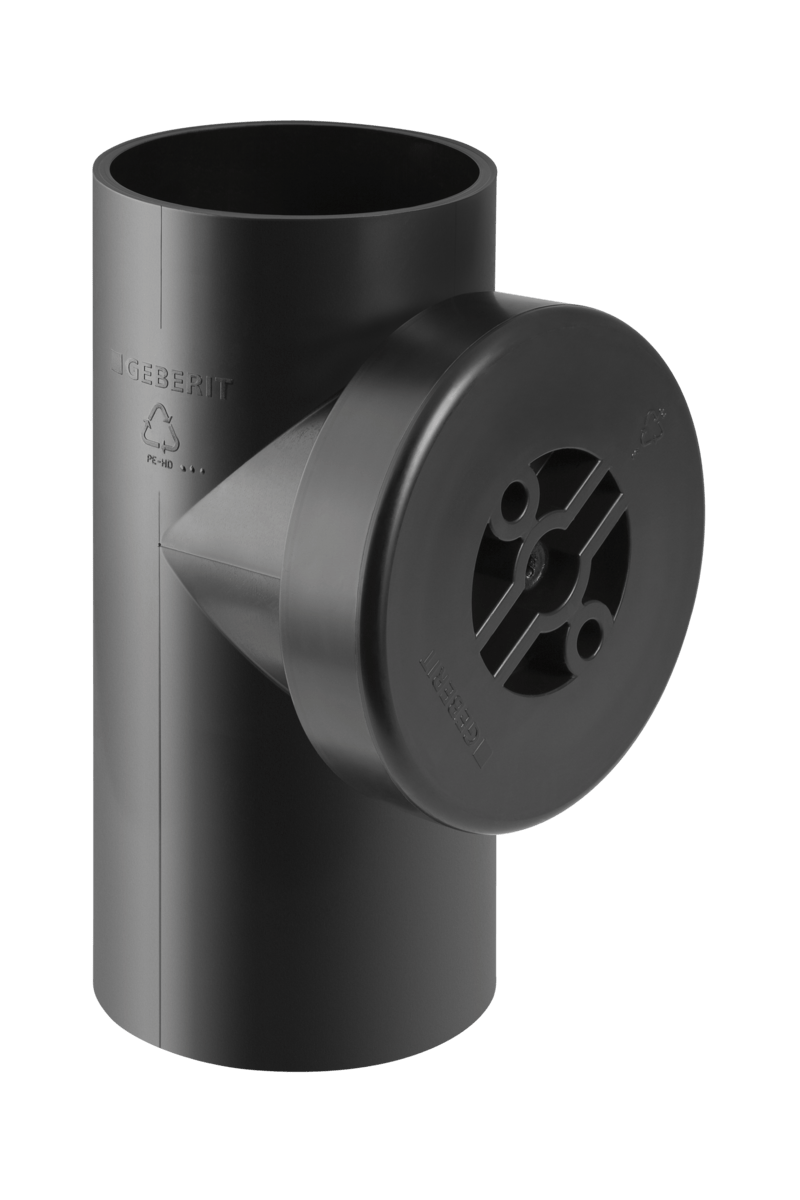 Peh renserør 90° geberit ø125 mm med dæksel