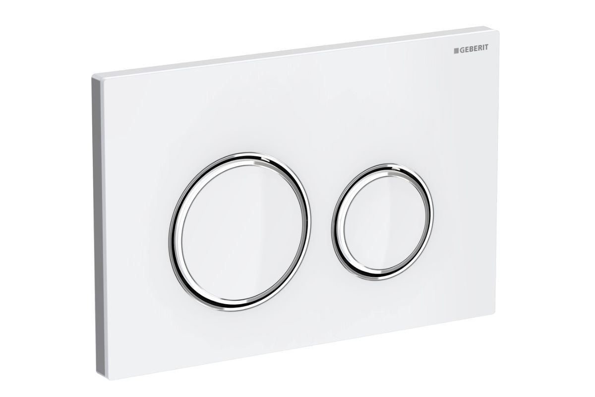 Geberit Sigma21 betjeningsplade, metal/glas/hvid