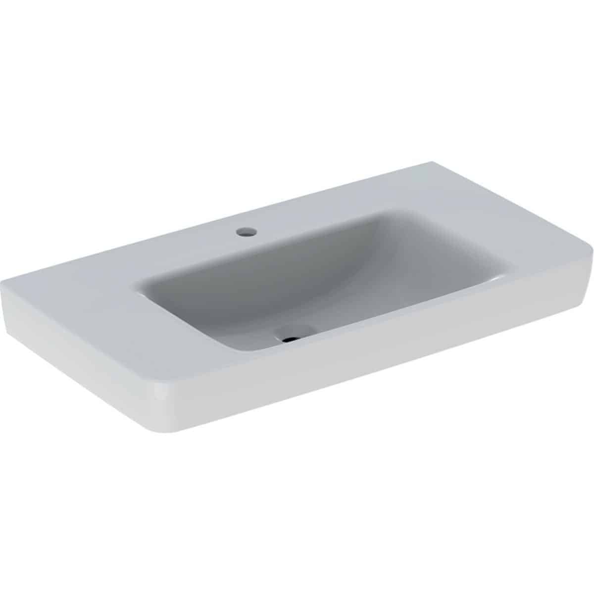 Geberit Renova Plan håndvask, 900 x 480 x 185 mm, m/fralægningsplads, hvid porcelæn KeraTect