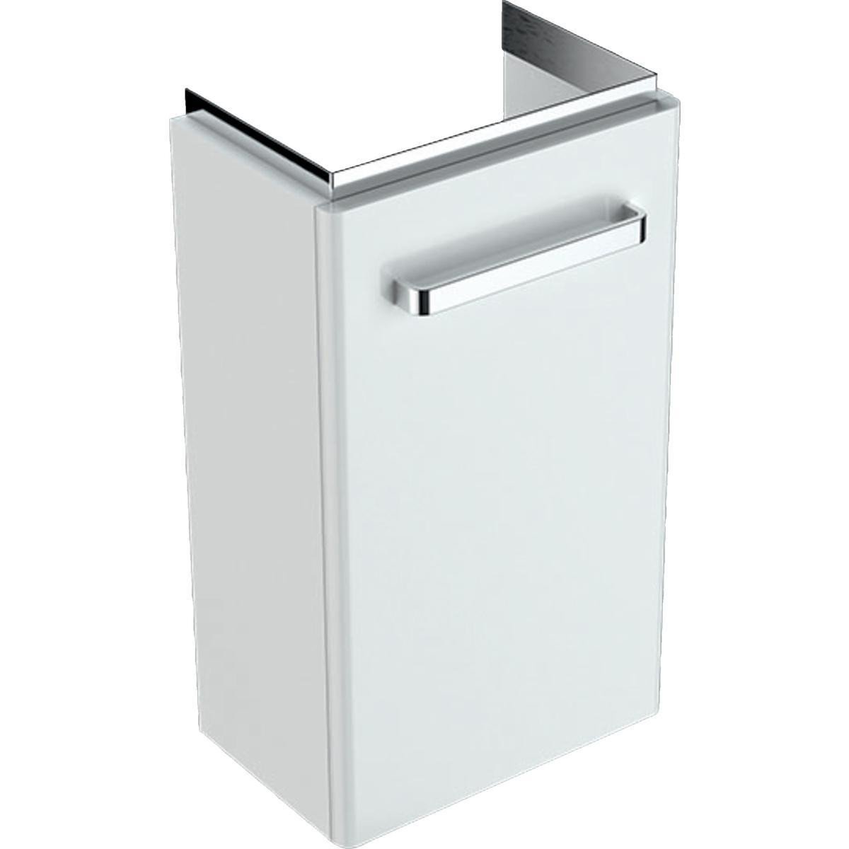 Geberit Renova Compact vaskeskab, 408 x 231 x 605 mm, 1 låge, blankpoleret hvid højkomprimeret trela