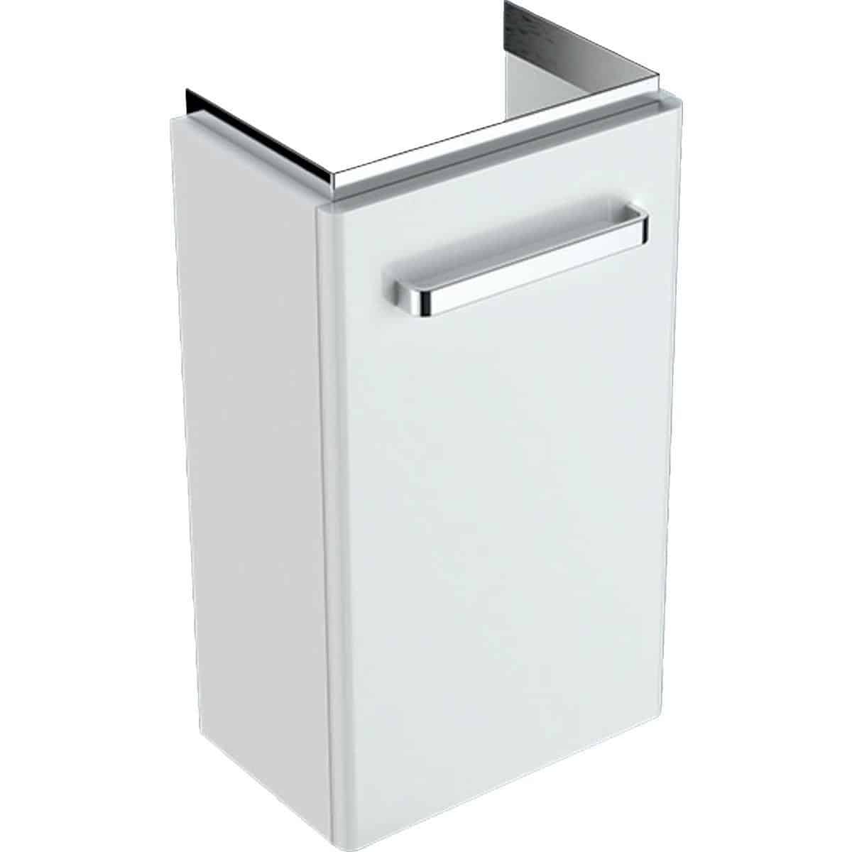 Geberit Renova Compact vaskeskab, 408 x 231 x 605 mm, 1 låge, blankpoleret lysgrå højkomprimeret tre