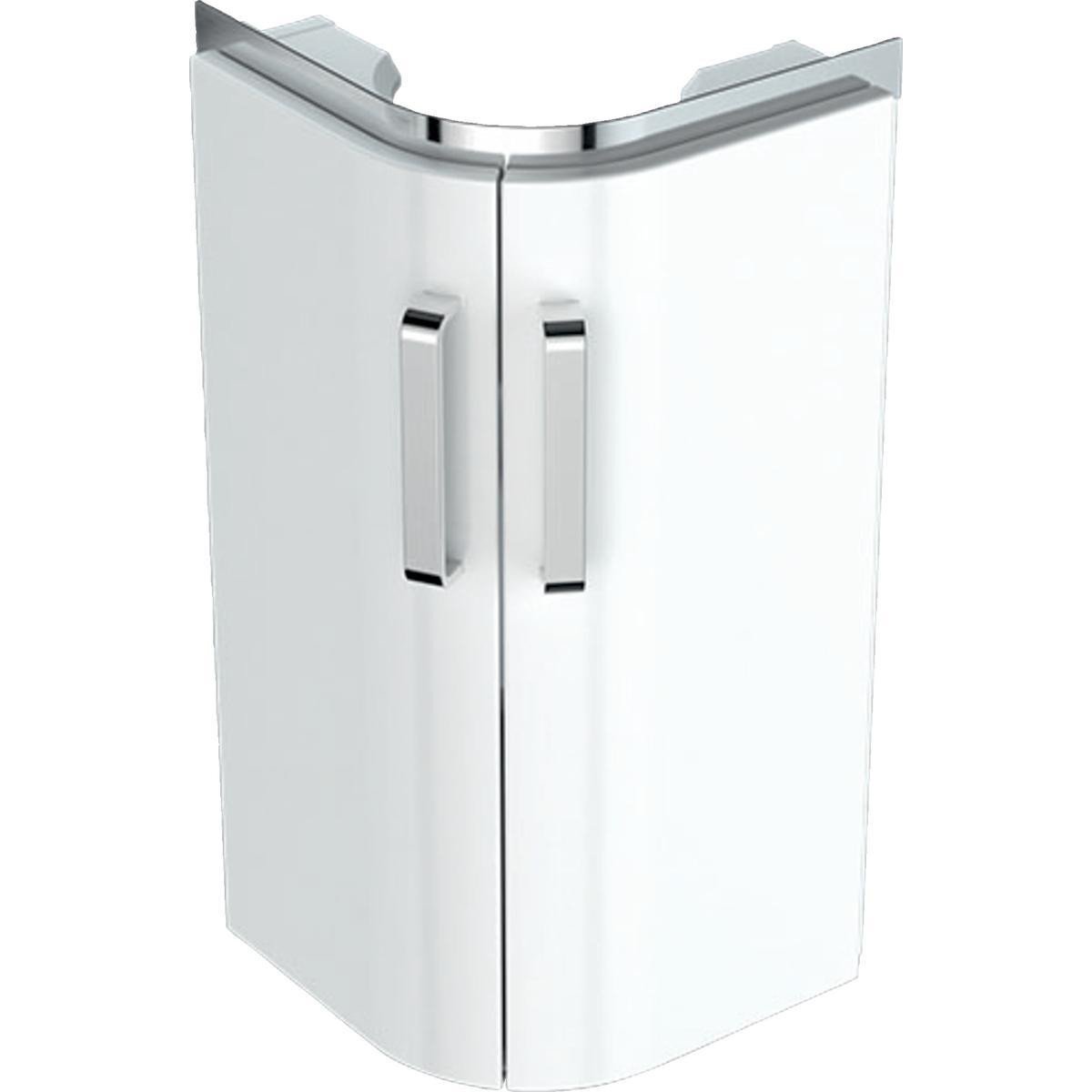 Geberit Renova Compact vaskeskab, 425 x 330 x 604 mm, 2 låger, blankpoleret hvid højkomprimeret trel