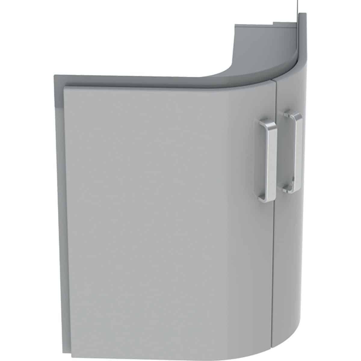Geberit Renova Compact vaskeskab, 690 x 550 x 604 mm, 2 låger, blankpoleret lysgrå højkomprimeret tr