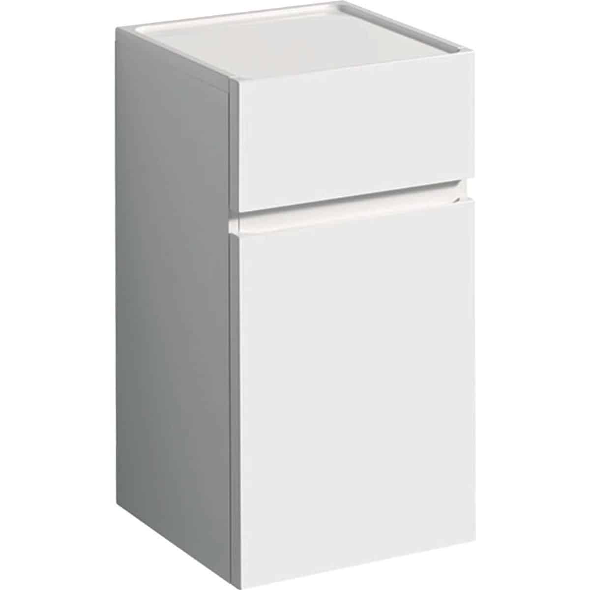 Geberit Renova Plan sideskab, 390 x 360 x 760 mm 1 låge/1 skuffe, lys nøddetræ højkomprimeret trelag