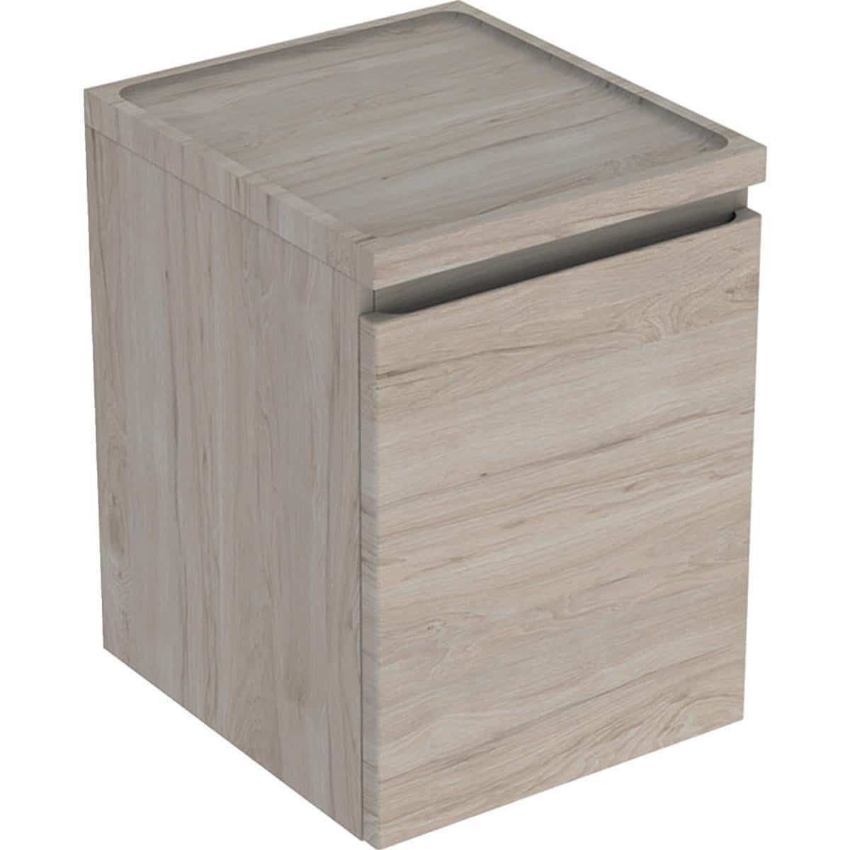 Geberit Renova Plan sideskab, 400 x 445 x 600 mm, 1 skuffe, lys nøddetræ højkomprimeret trelags-spån