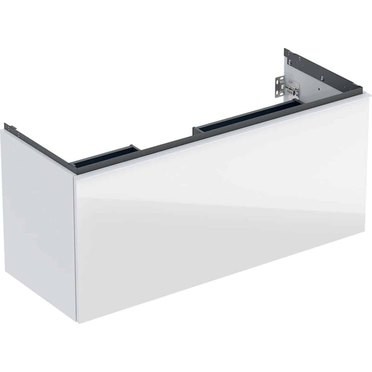 Geberit Acanto underskab til håndvask 120 cm 1 sk + 1 indv sk hvid glas blankt/håndtag hvid mat