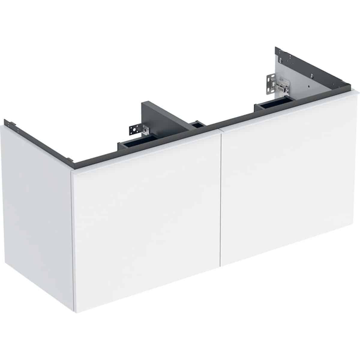 Geberit Acanto underskab til dobbelthåndvask 120 cm 2 sk + 2 indv sk hvid højglans/håndtag hvid mat