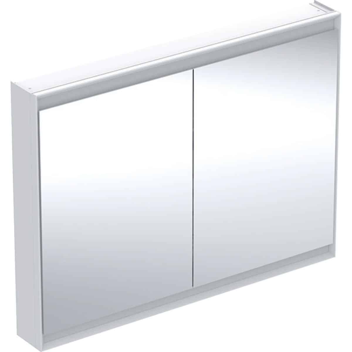 Geberit ONE spejlskab med ComfortLight, 2 låger, væg, 90 x 120 cm, hvid/alu