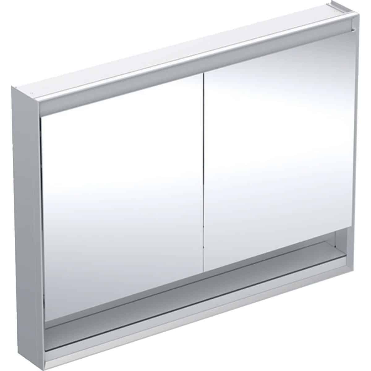 Geberit ONE spejlskab med underhylde og ComfortLight, 2 låger, væg, 90 x 120 cm, alu
