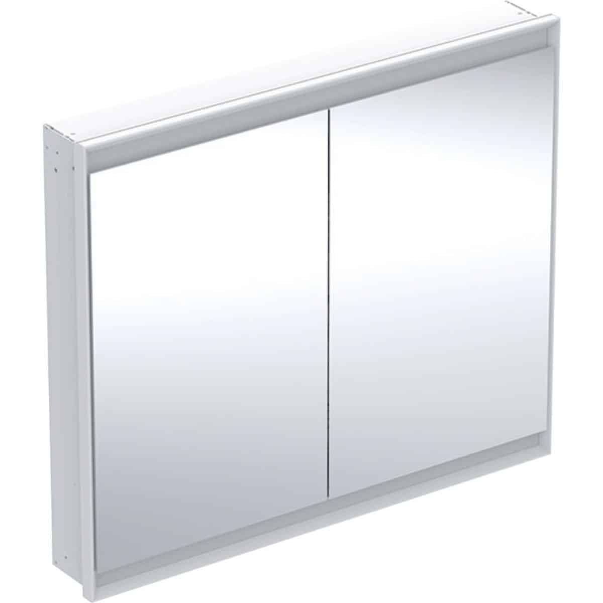 Geberit ONE spejlskab med ComfortLight, 2 låger, indbyg., 90 x 105 cm, hvid/alu