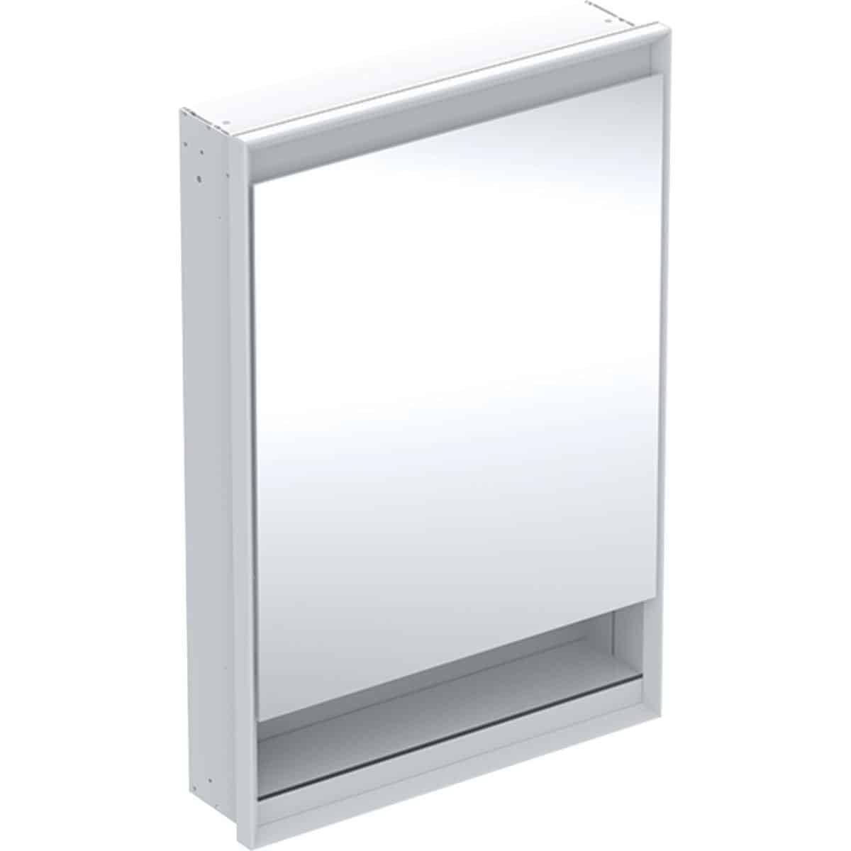 Geberit ONE spejlskab med underhylde og ComfortLight, 1 låge, hængsler venstre, indbyg., 90 x 60 cm,