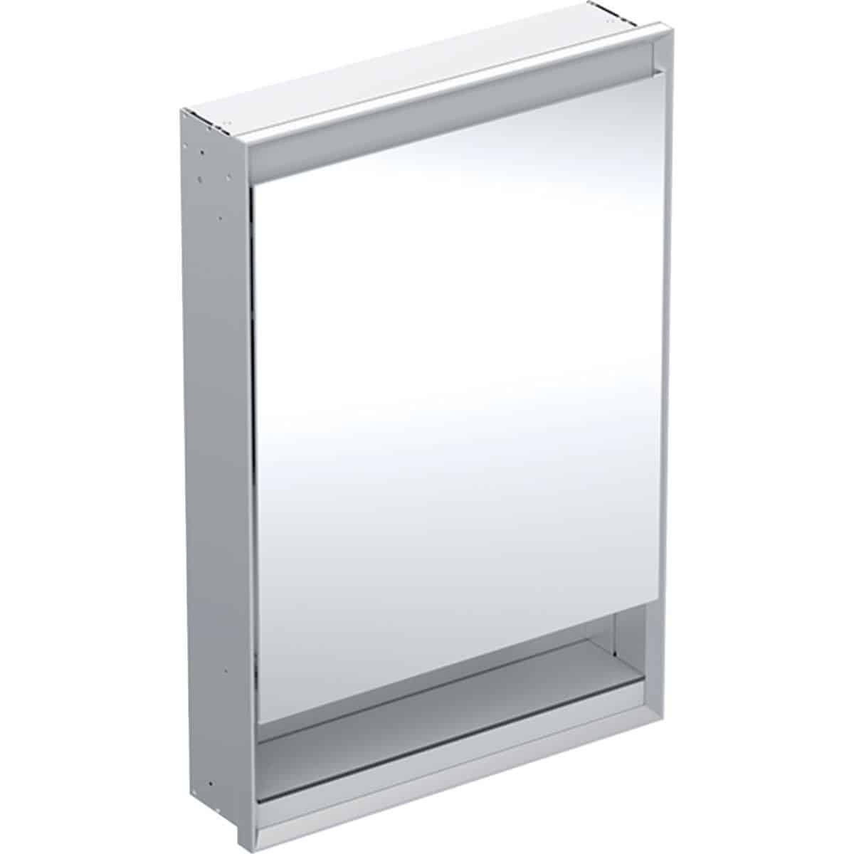 Geberit ONE spejlskab med underhylde og ComfortLight, 1 låge, hængsler venstre, indbyg., 90 x 60 cm,