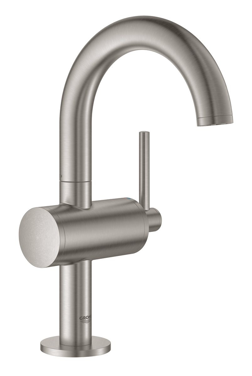 GROHE Atrio New Classic etgrebs håndvaskarmatur, 125 mm tud, m/løft-op bv, SuperSteel - Grohe - GROHE Atrio New Classic etgrebs håndvaskarmatur, 125 mm tud, m/løft-op bv, SuperSteel