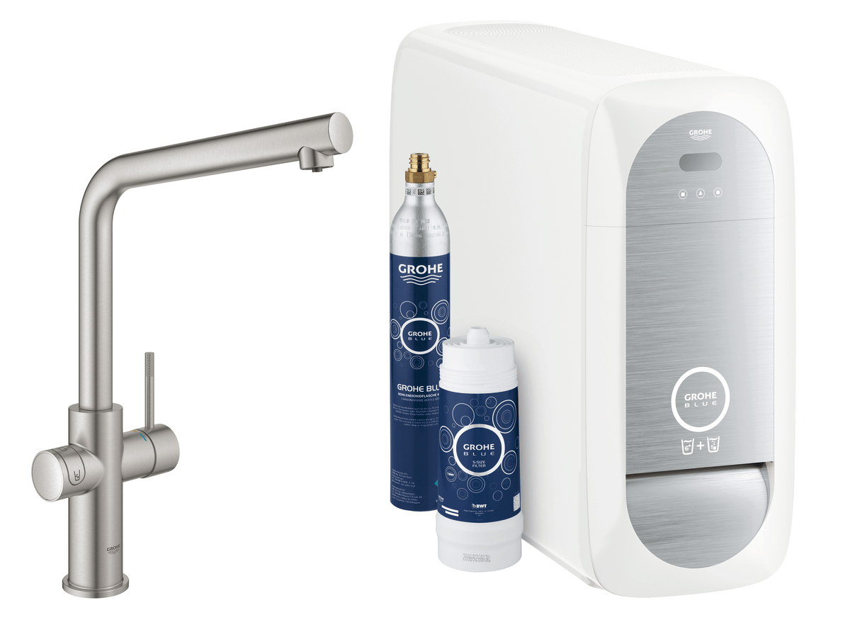 GROHE Blue Home etgreb køkken L-tud SuperSteel - Grohe - GROHE Blue Home etgreb køkken L-tud SuperSteel