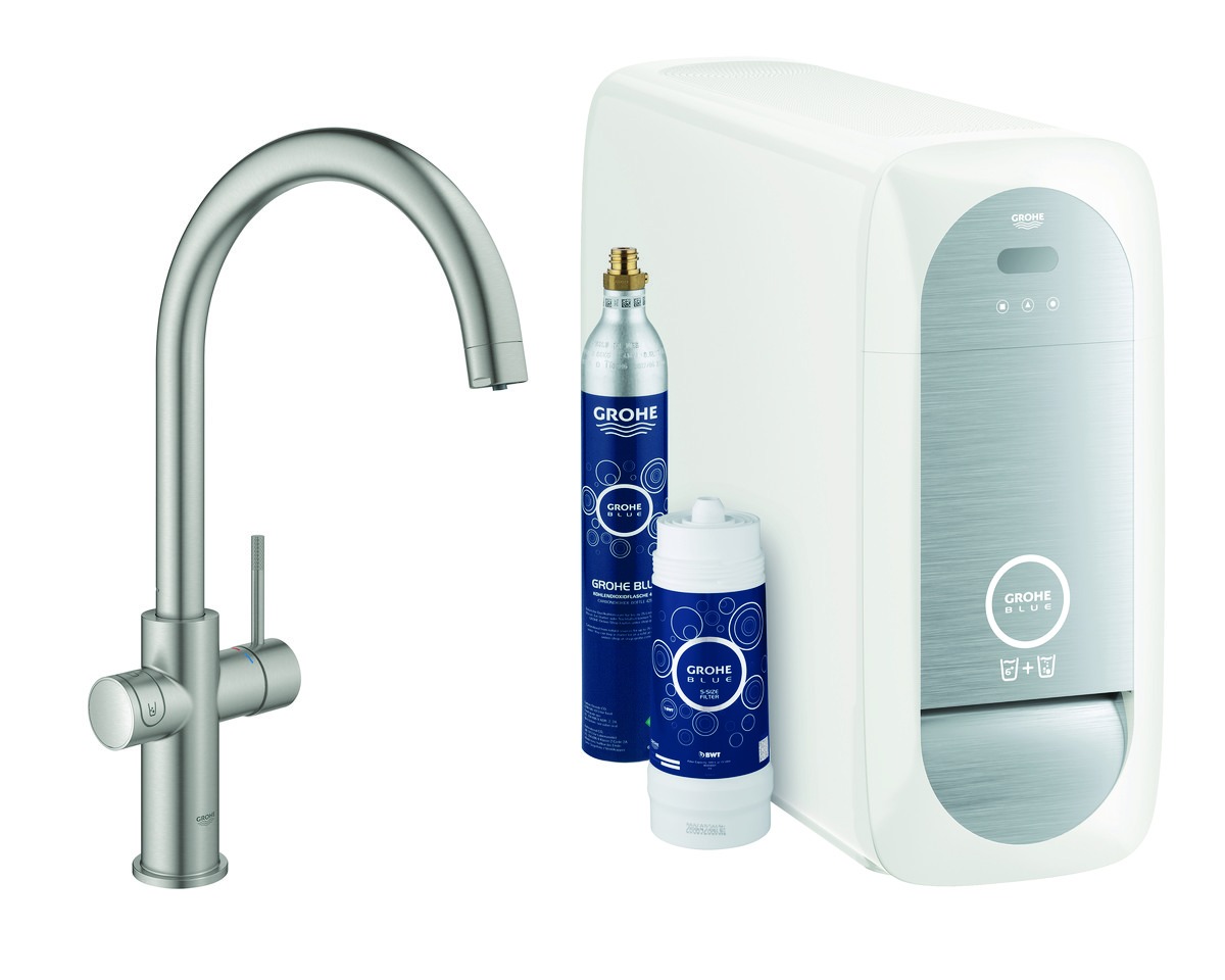 GROHE Blue Home etgreb køkken C-tud SuperSteel - Grohe - GROHE Blue Home etgreb køkken C-tud SuperSteel - Billede 2