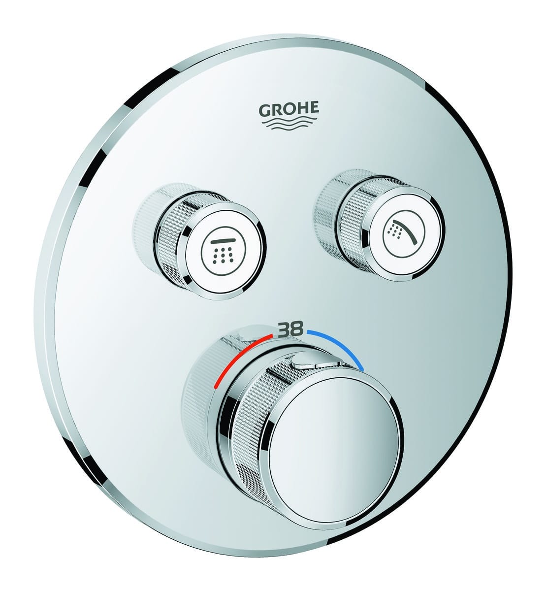 GROHE Grohtherm SmartControl termostat udv. del, rund 2SC, krom - Grohe - GROHE Grohtherm SmartControl termostat udv. del, rund 2SC, krom - Billede 2