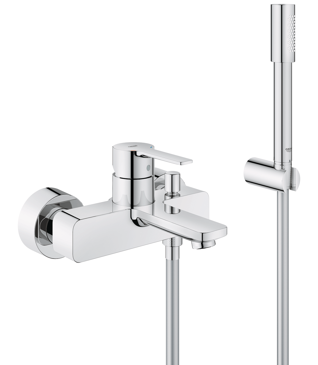 GROHE Lineare New kar-og brusearmatur med brusesæt krom - Grohe - GROHE Lineare New kar-og brusearmatur med brusesæt krom
