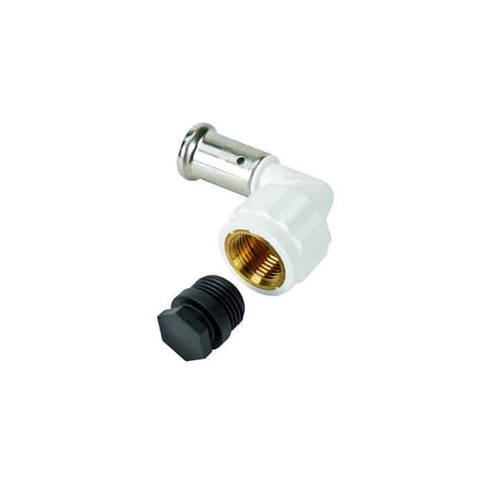 Henco pres vinkel 90° PVDF 26 mm x 3/4" pres/indvendig gevind