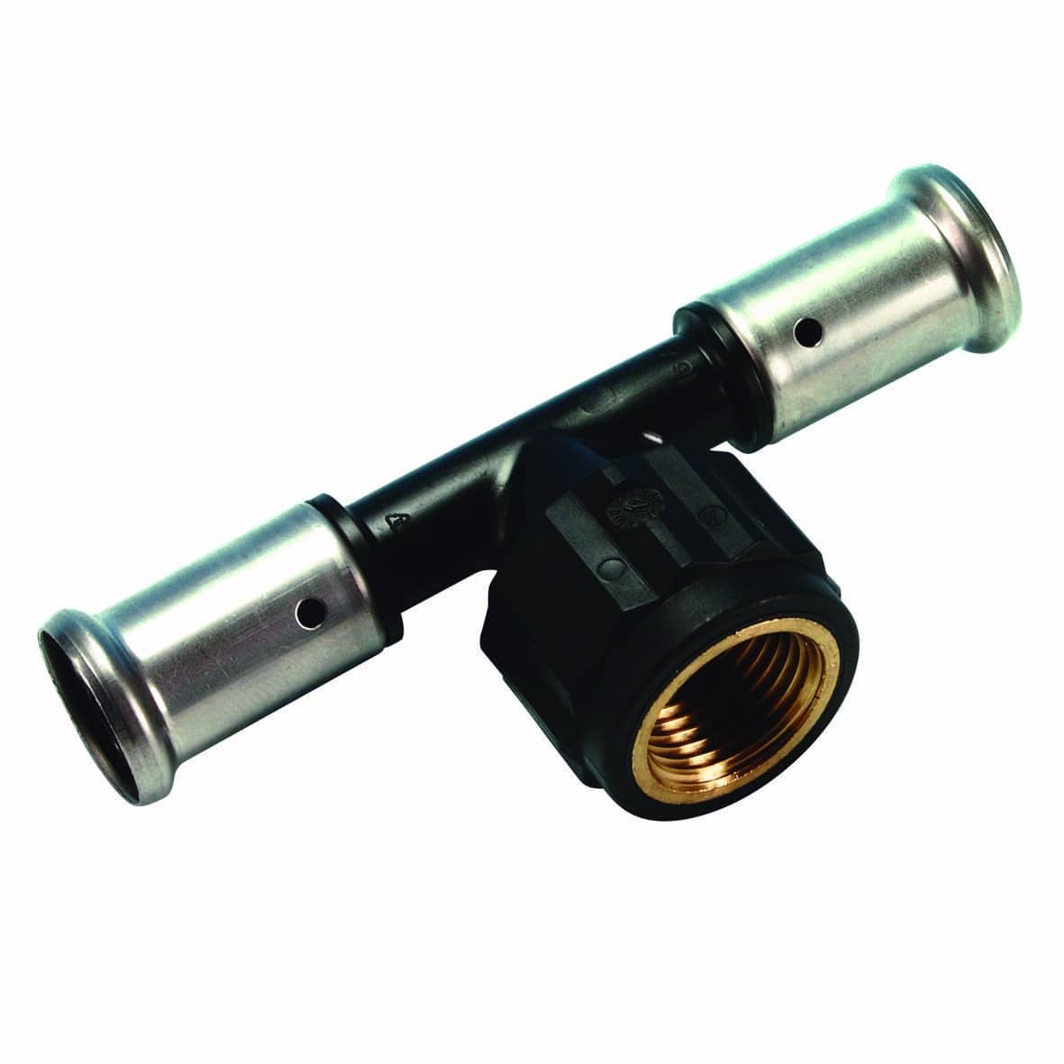 Henco pres tee PVDF med indvendig gevind 40 x 1" x 40 mm