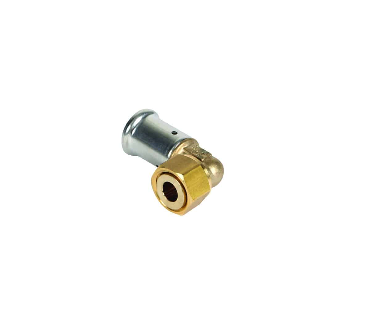 Henco pres vinkel 90° PVDF pres/omløber 20 mm x 3/4"