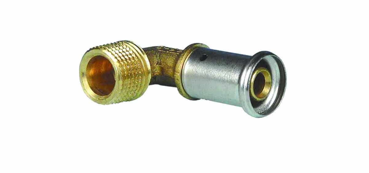 Henco pres vinkel 90° PVDF pres/udvendig gevind 16 mm x 38"