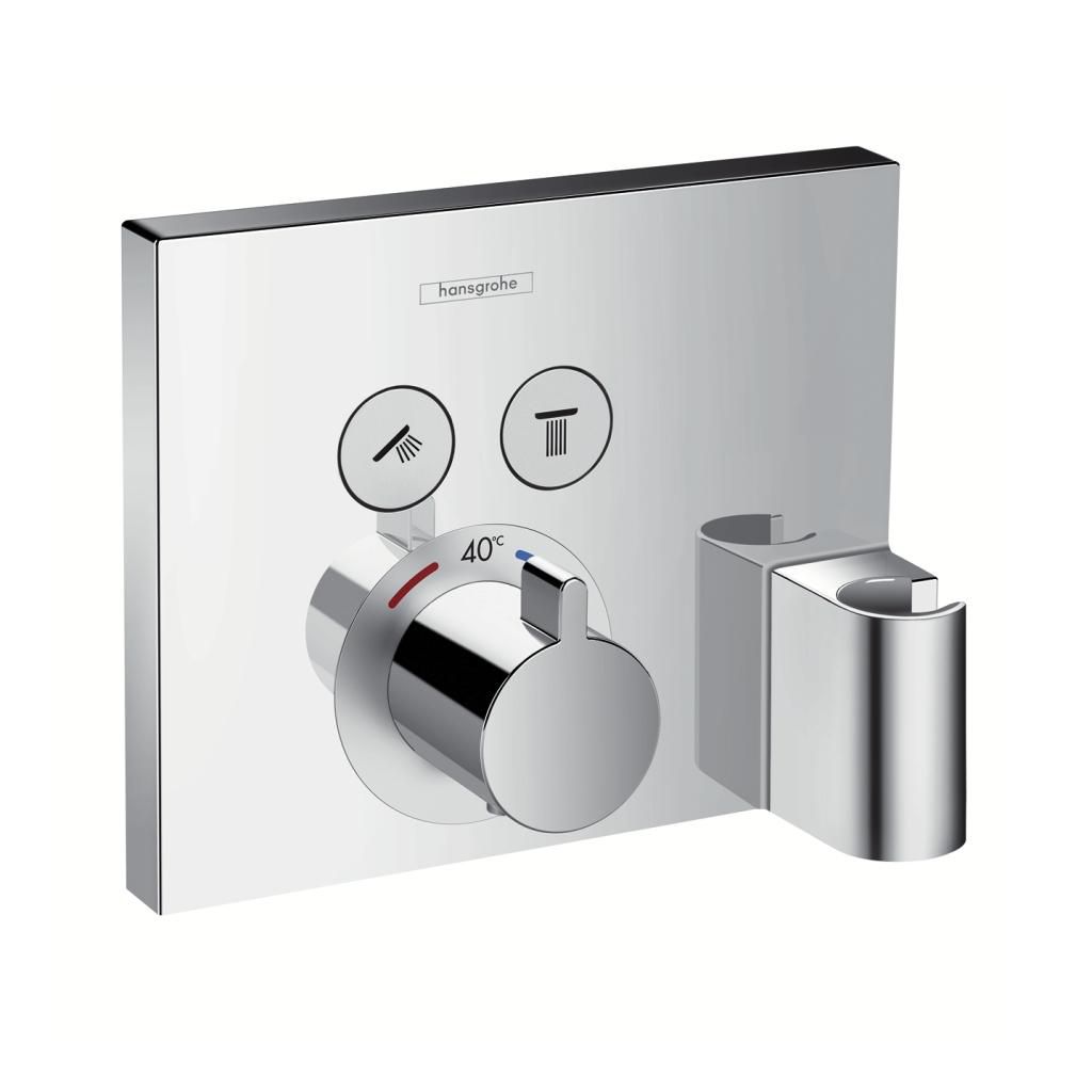 hansgrohe ShowerSelect termostat med 2 udtag og integreret bruserholder og slangeudtag - Hansgrohe - hansgrohe ShowerSelect termostat med 2 udtag og integreret bruserholder og slangeudtag