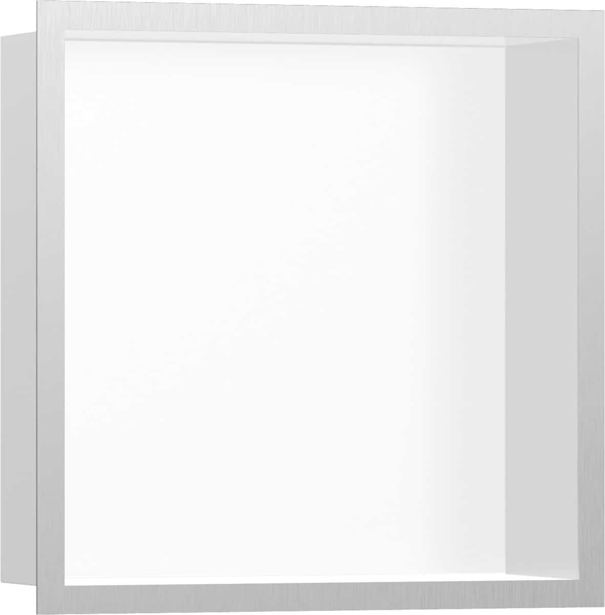 hansgrohe XtraStoris Individual vægniche mat hvid med designramme 300/300/100, børstet rustfrit stål