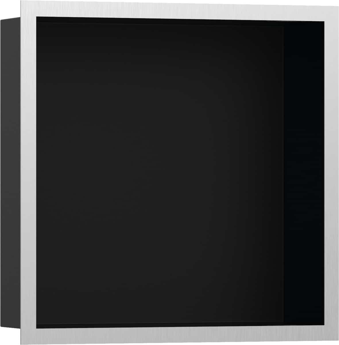 hansgrohe XtraStoris Individual vægniche mat sort med designramme 300/300/100, børstet rustfrit stål