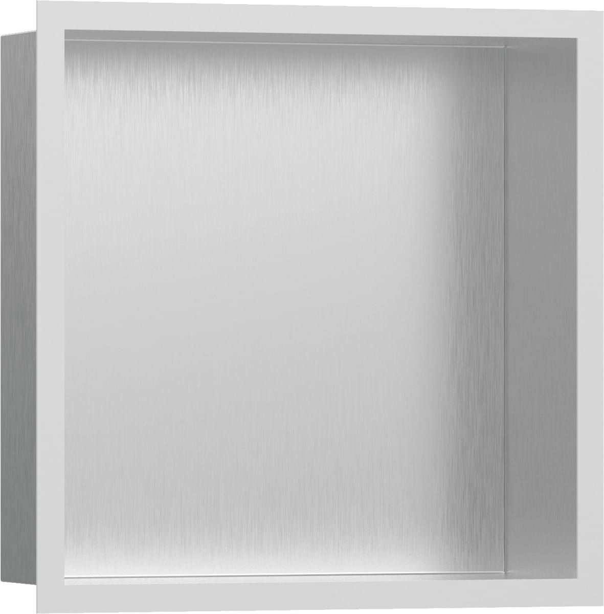 hansgrohe XtraStoris Individual vægniche børstet rustfrit stål med designramme 300/300/100, mat hvid
