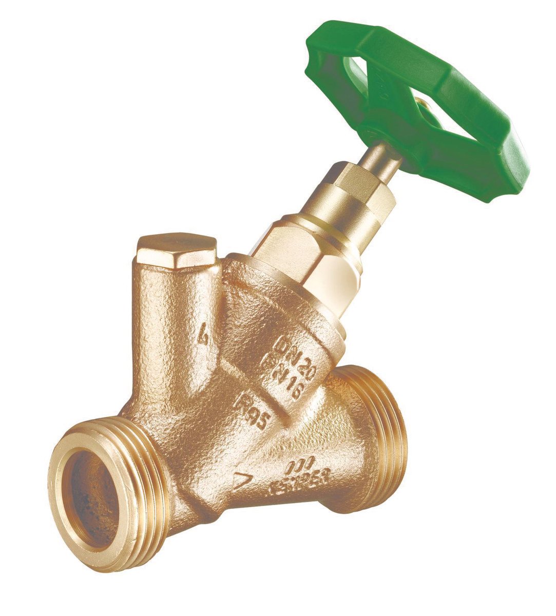 Kemper Standard fristrømsventil nippel/nippel 3/4" rødgods