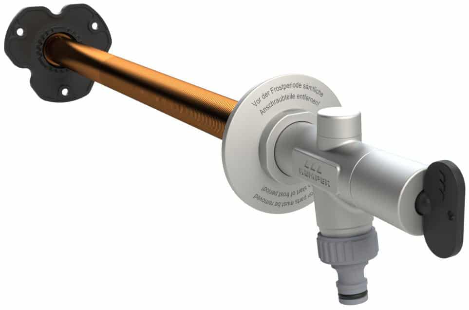 Kemper Frosti Plus frostsikker udendørsventil m/aftageligt greb 1/2" rødgods