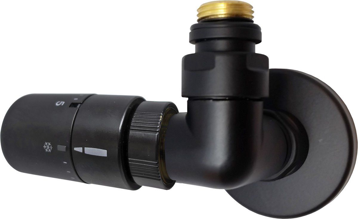 Kriss Corner Rum Plus termostatventilsæt 1/2" V/L fremløb højre matsort (RAL9005)