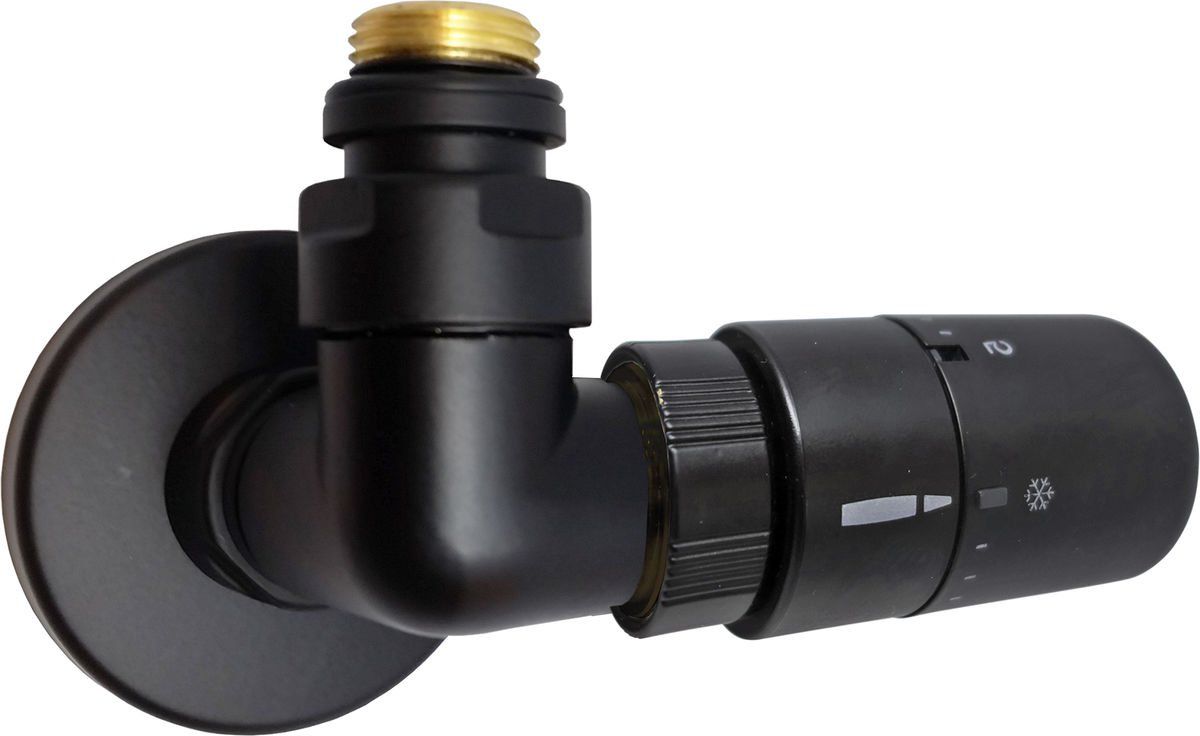 Kriss Corner Rum Plus termostatventilsæt 1/2" V/L fremløb venstre matsort (RAL9005)