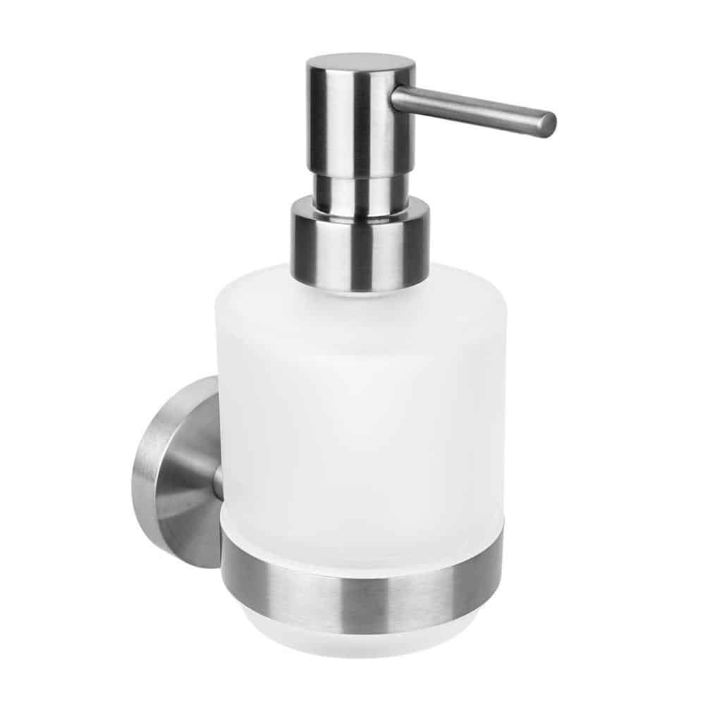KRISS Simple sæbedispenser til væg bør rf stål/matteret glas