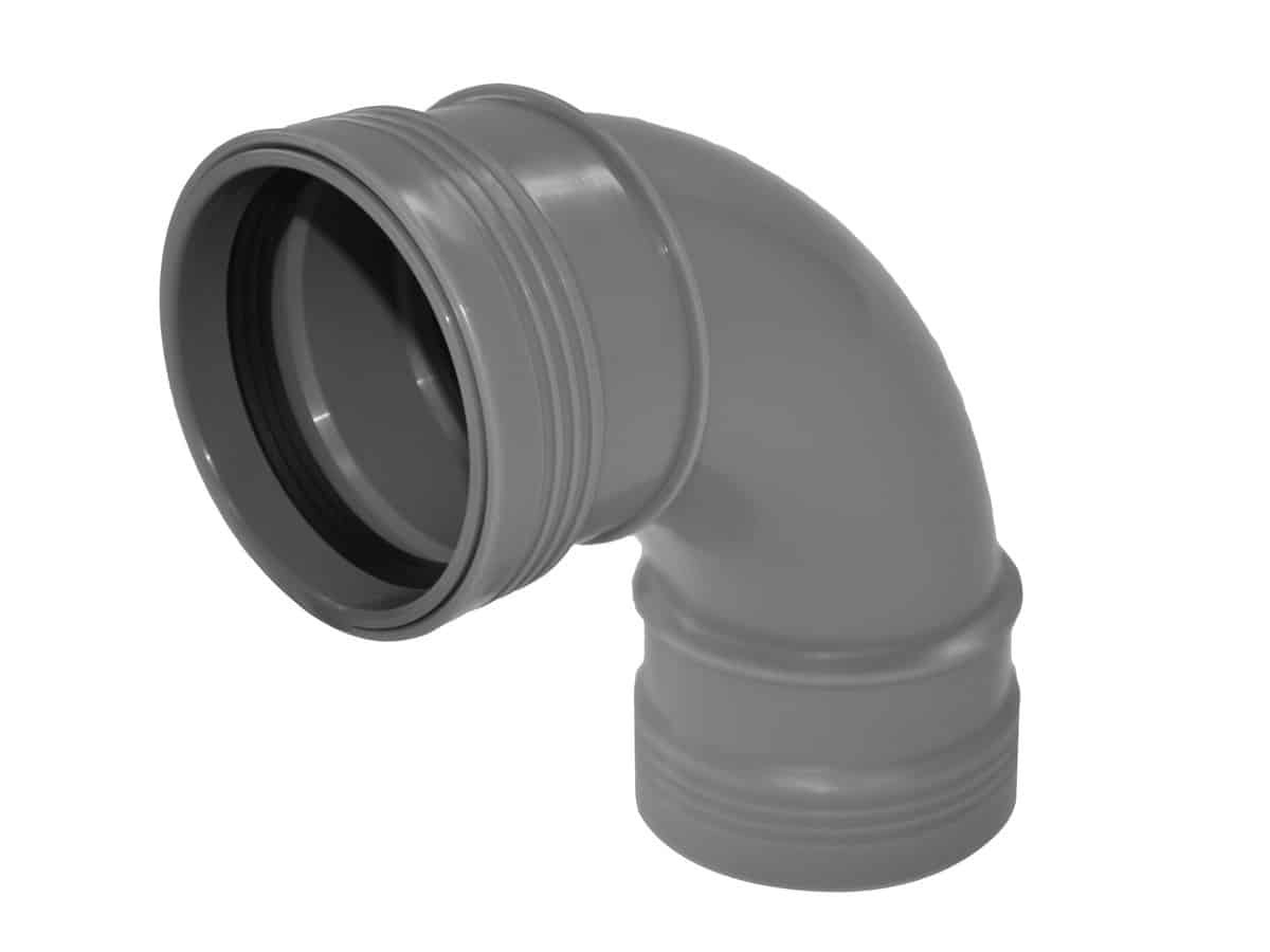 Wafix PLUS PP lang-bøjning 88,5° x 75 mm grå - Nordisk Wavin - Wafix PLUS PP lang-bøjning 88,5° x 75 mm grå
