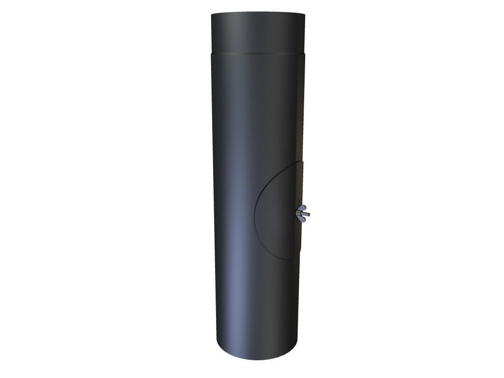 Røgrør lige 6"længde 500 mm med renseklap