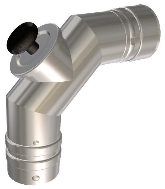 Metalbestos omega foringsvinkelstykke 85° med inspektionslem ø130 mm - P.A.Kierulff - Metalbestos omega foringsvinkelstykke 85° med inspektionslem ø130 mm