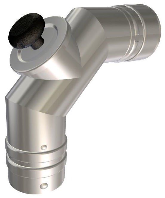 Metalbestos omega foringsvinkelstykke 90° med inspektionslem ø80 mm - P.A.Kierulff - Metalbestos omega foringsvinkelstykke 90° med inspektionslem ø80 mm